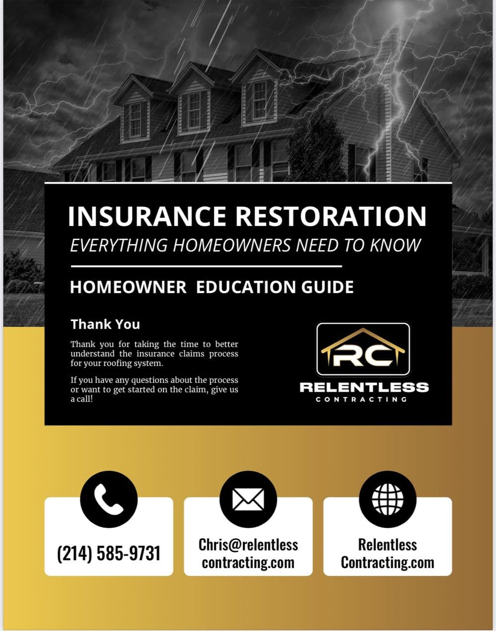 Insurance restoration guide for homeowners by Relentless Contracting. Claim process details included.