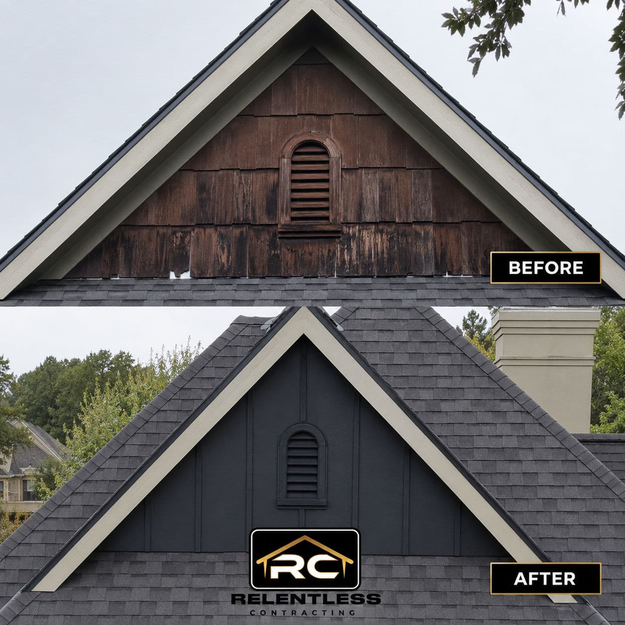 Cedar Shake Gable Replaced With Low-Maintenance Vertical Siding image